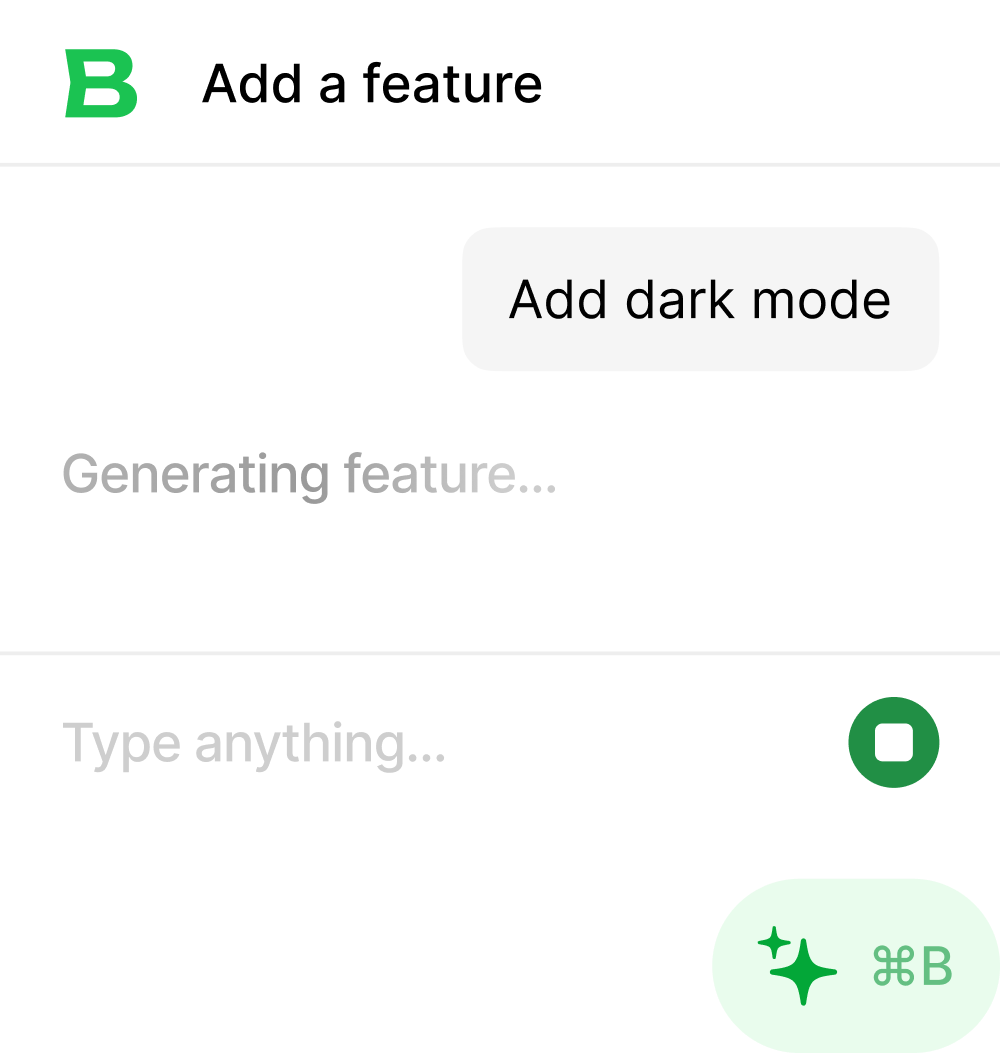 A user opening Bustling inside an app and asking for dark mode